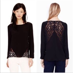 Black Club Monaco Doris Silk Blouse with lace - md